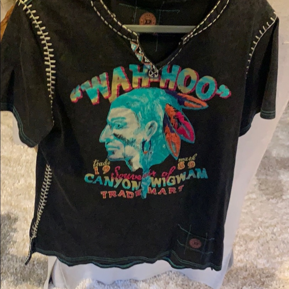 NWT Double D Ranch embroidered tee Chief Wah-Hoo